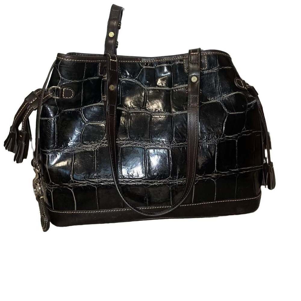 Dooney & Bourke Croco Embossed Leather Tote Bag with Tassels J2121020